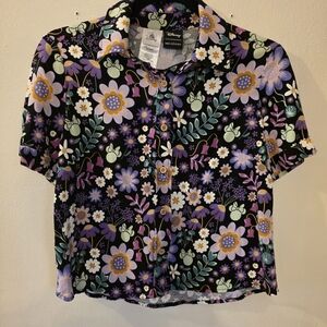 Her Universe Disney Parks Minnie Mouse Purple Flower Garden Button-Up Shirt - XS